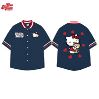 Áo Sơ Mi Hello Kitty GẠO HOUSE Baseball Chất Poly Pha Cotton Unisex - GHSM1006
