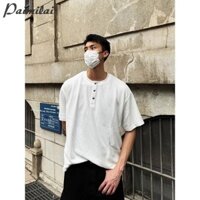 Áo sơ mi Henley tay ngắn màu trắng sành điệu cho mùa xuân hè