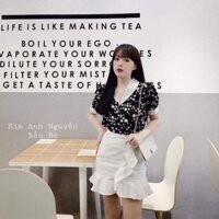 Áo sơ mi hoa cúc cổ ngắn