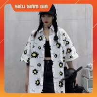 Áo Sơ Mi Hoa Cúc Unisex 🦋FREESHIP🦋 Áo Somi In Hình Hoa 3D Dáng Rộng 2 Màu