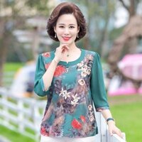 ﹊ÁO SƠ MI HOA NỮ TRUNG NIÊN-ÁO KIỂU NIÊN TAY LỠ CHO BÀ MẸ