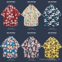 Áo sơ mi hoa tay ngắn phong cách bãi biển đảo Hải Nam phong cách Hồng Kông phong cách Sanya Hawaii phong cách Thái Lan du lịch cho nam cặp đôi áo khoác rộng rãi