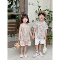 Áo sơ mi họa tiết hoa lá mát mẻ cho bé trai (TH24-ST14) Kakummi