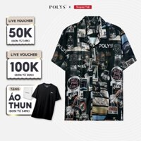 Áo Sơ Mi Họa Tiết Ngắn Tay Nam POLYS Fullbox, Lụa Mango Không Nhăn, Mềm Mịn Giãn 4 Chiều NOVA Shirt