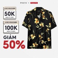 Áo Sơ Mi Họa Tiết Ngắn Tay Nam POLYS Fullbox, Lụa Mango Không Nhăn, Mềm Mịn Giãn 4 Chiều IVY Shirt