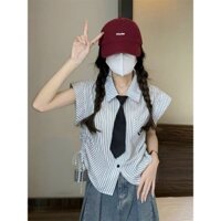 Áo sơ mi học sinh kẻ vibe Hàn quốc siêu hottrend hàng Quảng Châu[Áo nhà Mây]