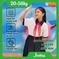 Áo sơ mi học sinh nữ cổ xanh Jadiny