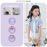 Áo sơ mi HOMI Xanh/ Hồng kèm dây hoa cho bé gái đi tiệc đi chơi
