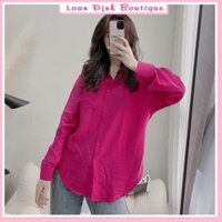 Áo sơ mi hồng sen áo sơ mi nữ form rộng siêu cá tính LD011