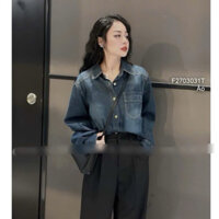 Áo sơ mi jean dáng croptop tay dài TOMBI SHOP
