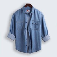 Áo Sơ Mi Jean Demin Nam Tay Dài  Ao Khoác Denim Nam Giả Bỏ Giả Jean Mỏng Mát Hàng Cao Cấp-SMDN - POLOMAN86