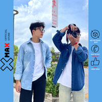 Áo sơ mi jean nam dài tay form rộng XMAX Áo sơ mi bò nam 2 túi trước chất vải denim cao cấp KS80