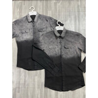 Áo  sơ mi  jean nam phong cách  Hàn Quốc in họa tiết  chữ Lờ V cao cấp