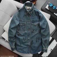 Áo Sơ Mi Jean Tay Dài Fapas Relaxed Tape, chất vải jean, có thể mặc riêng hoặc làm áo khoác ngoài