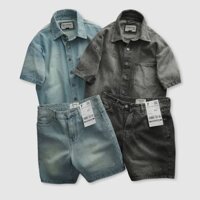 Áo Sơ Mi Jean Tay Ngắn Fapas Relaxed Nify, chất vải jean có độ dày vừa phải, đứng form