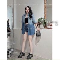 Áo sơ mi jean tay ngắn phối 1 túi hàng đẹp QC TOMBI SHOP
