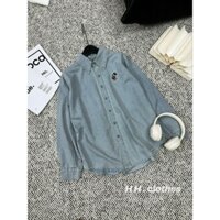 Áo Sơ Mi Jeans Nam Nữ Tay Dài Bigsize ,Sơ Mi Bò Nữ Dáng Rộng Logo Mickey Thêu Ngực Kiểu Dáng Hàn Quốc -Bebedoll