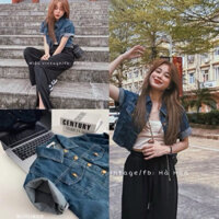 Áo sơ mi jeans nữ cộc tay nắp túi