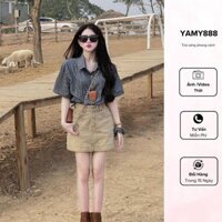Áo Sơ Mi Jeans Nữ Kẻ Sọc Dáng Rộng Basic Thời Trang Hàn Quốc Ap273 - Yamy888