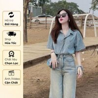 Áo Sơ Mi Jeans Nữ Kẻ Sọc Dáng Rộng Basic Thời Trang Hàn Quốc Ap273 - TVXQC
