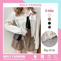 Áo sơ mi kaki croptop nữ khoác ngoài dài tay form rộng dáng ngắn lửng phong cách hàn quốc chống nắng đi phượt ASM13