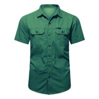 Áo sơ mi kaki nam ngắn tay thêu chữ T7772 thời trang Erina cao cấp form dáng chuẩn