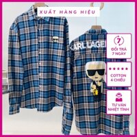 Áo sơ mi KARL sọc caro logo in sơ mi thời trang nữ form rộng dài tay vnxk