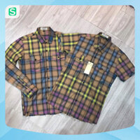 Áo sơ mi kẻ BBr rách gấu thời trang, sơ mi nam kẻ loang