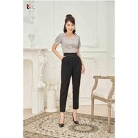 Áo Sơ mi kẻ caro cổ vuông, tay bồng TriC Luxury S010321 Ghi xanh - Ghi xanh,S