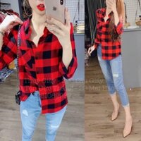Áo sơ mi kẻ caro đỏ hot trend 2019