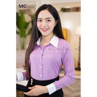 áo sơ mi kẻ caro màu tím cổ đức hãng MC fashion