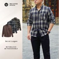 Áo sơ mi kẻ nam Logan Cổ Đức MK CLEVER Chất liệu vải thô mặt dạ mềm mịn, thấm hút tốt, lên form đẹp, đứng dáng