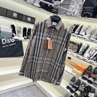 Áo sơ mi kẻ nam nữ dài tay BBR lụa thô hoạ tiết kẻ sọc to màu nâu đen đỏ trầm cao cấp boy phố