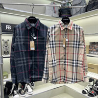 Áo sơ mi kẻ nam nữ dài tay PB cotton lụa hoạ tiết kẻ sọc caro to đen xám đỏ đối xứng hai bên SM204P