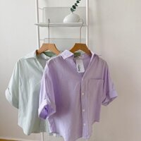 áo sơ mi kẻ sọc , áo sơ mi tay ngắn VGU chất liệu cotton TN137