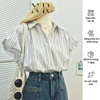 Ao sơ mi kẻ sọc , áo sơ mi Neru cúp tay hến chất liệu cotton mặc đi chơi đi làm , Sơ mi Neru