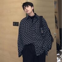 Áo Sơ Mi Kẻ Sọc Ca Rô Dáng Rộng Phong Cách Thời Trang Nhật Bản Cho Nam Giới