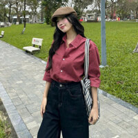 Áo Sơ Mi Kẻ Sọc Caro Nữ, Áo Sơ Mi Dài Tay Form Rộng - JMO Fashion