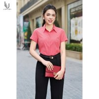 Áo Sơ Mi Kẻ Sọc Caro Nữ Đẹp Kiểu Dáng Basic Luperi LFSM1263 Tay Ngắn Cho Nàng Công Sở