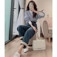 Áo sơ mi kẻ sọc kiểu Hàn Quốc dễ phối đồ cho nữ mặc đi làm đi chơi M8