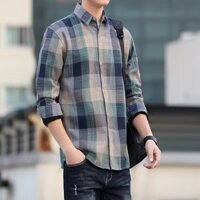 Áo Sơ Mi Kẻ Sọc Nam Tay Dài Phong Cách Hàn Quốc Không Viền Mỏng Phong Cách Hồng Kông Thoải Mái Thanh Niên Bông Tai Kẹp Áo Sơ Mi Phù Hợp Với Áo Khoác BEFOYI ZXH105