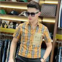 Áo sơ mi kẻ sọc ngắn tay caro bbr , chất liệu vải cotton thô thấm hút mồ hôi có nhăn nhẹ