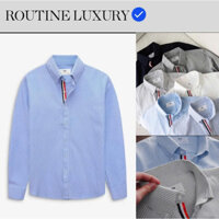 Áo Sơ Mi Kẻ Sọc Phối Viền Sọc Đỏ Chất Oxford Hàng Đẹp Dày Dặn Chuẩn Loại 1-Áo Sơ Mi Nam Hàng Đẹp Đơn Giản Dễ Phối Đồ