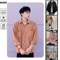 ÁO SƠ MI KHOÁC NGOÀI NAM NỮ NHUNG TĂM GÂN FORM RỘNG  , ÁO SOWMI UNISEX NHUNG GÂN MÀU BE