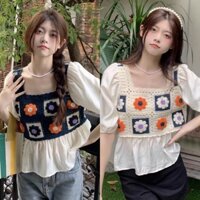 ÁO SƠ MI KIỂU BABY DOLL HOA THÊU HOT HIT