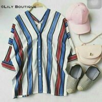 Áo sơ mi kiểu chữ V,  tay lỡ