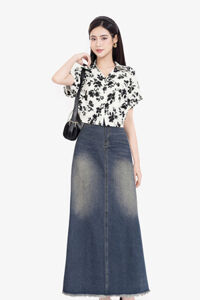 Áo sơ mi kiểu croptop nữ họa tiết hoa