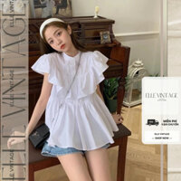 Áo Sơ Mi Kiểu Nữ, Áo Sơ Mi Phối Tầng Bèo Ngực Thời Trang Chất Thoáng Mát