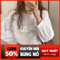 Áo Sơ Mi Kiểu Nữ Màu Trắng đẹp dài tay phong cách ulzzang vintage hàn quốc cao cấp họa tiết ren kozoda SM10 *