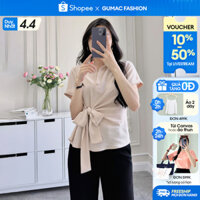 Áo sơ mi kiểu phối cột eo thời trang GUMAC LAF0338